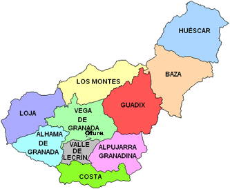 Comarcas granadinas. Otura est situada en la Vega de Granada
