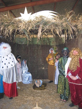 representación del belén viviente en Otura 2008; reyes magos